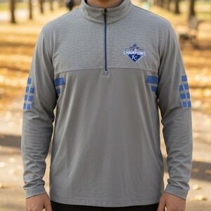 Antigua Kansas City Royals 2015 World Series Champions Quarter Zip Grey XL
